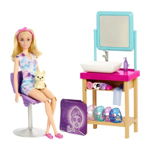 Muñeca Barbie Día De Spa Fashionista Mascota Y Accesorios