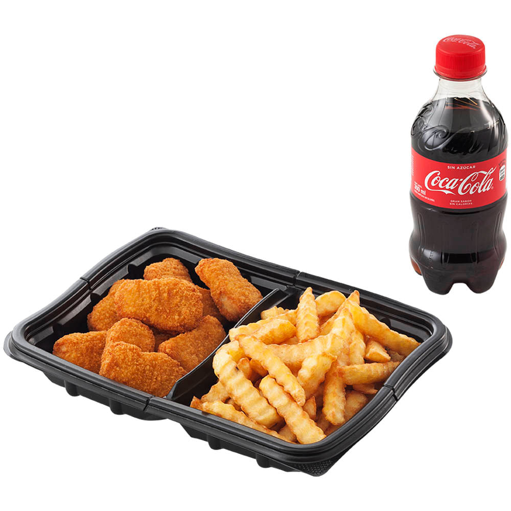 Nuggets de Pollo + Papas Fritas + Gaseosa 300ml Nuggets de Pollo + Papas Fritas + Coca Cola Zero 300 ml