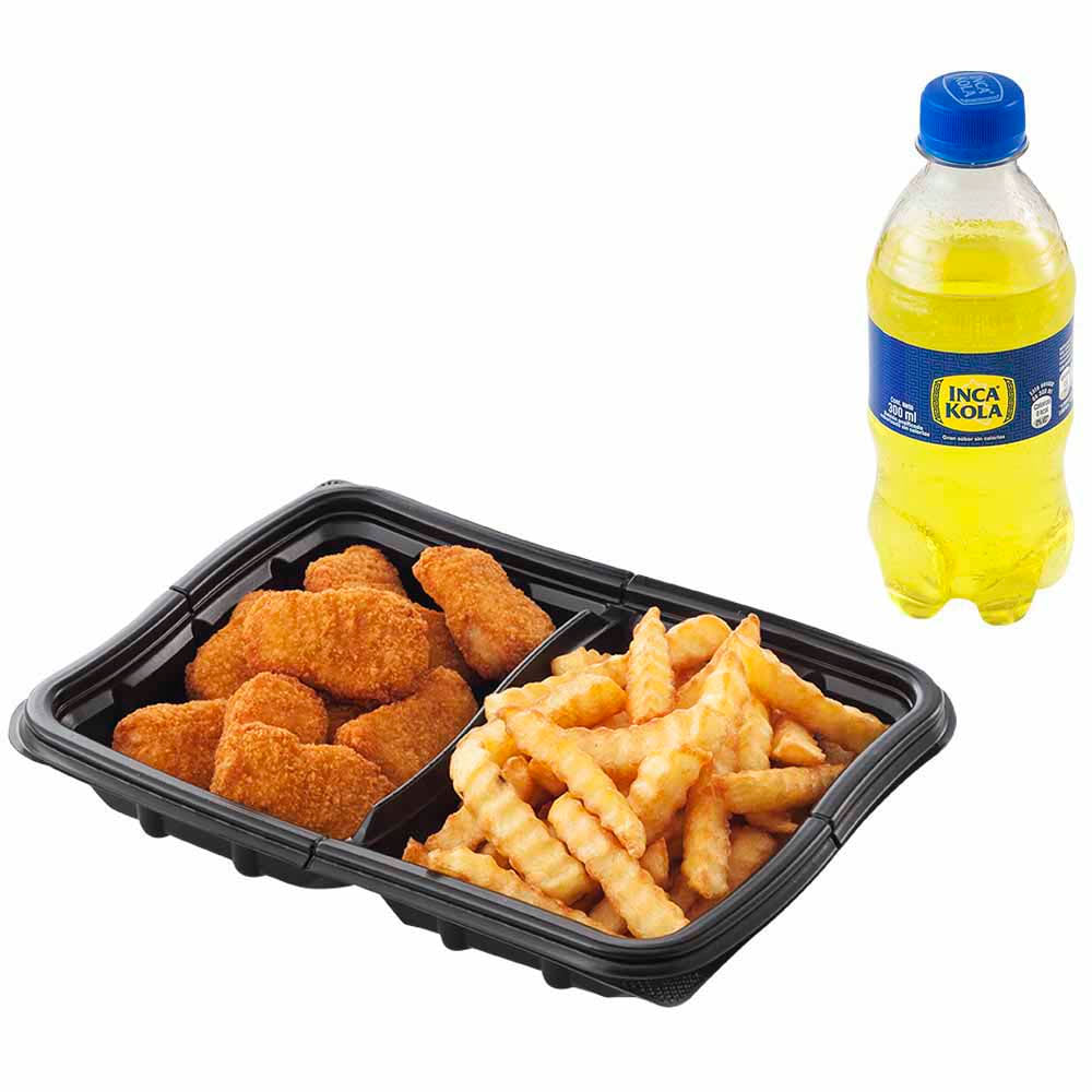 Nuggets de Pollo + Papas Fritas + Gaseosa 300ml Nuggets de Pollo + Papas Fritas + Inka Cola Regular 300 ml