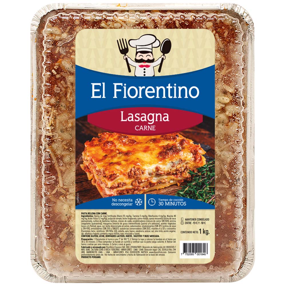 Lasagna de Carne EL FIORENTINO Bandeja 1kg