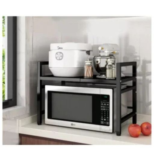 Estante extensible para horno microondas negro, estante ajustable para  microondas/tostadora, soporte resistente, organizador de encimera de  cocina, 2