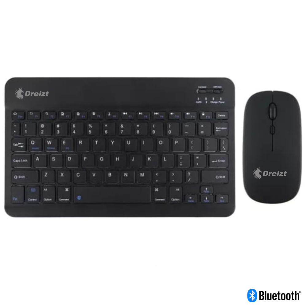 Kit Teclado Y Mouse Inalámbrico Bluetooth Multidipositivo Dreizt DT100 Negro