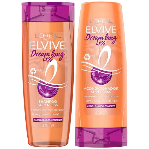 Pack Shampoo ELVIVE Dream Long Liss Frasco 370ml + Acondicionador ELVIVE  Dream Long Liss Frasco 370ml