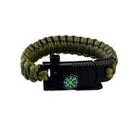 Pulsera Táctica Paracord Camping y Supervivencia Con Navaja verde