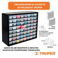 Organizador Truper 20 Pulgadas con 64 Gavetas
