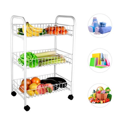 Estante organizador para cocina multiusos con asas y 4 niveles Blanco  GENERICO