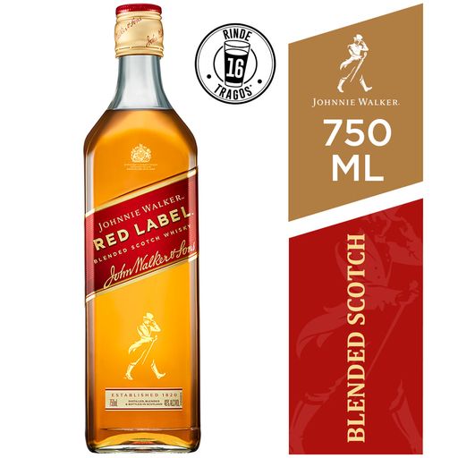 Whisky JOHNNIE WALKER Red Label Botella 750ml | plazaVea -