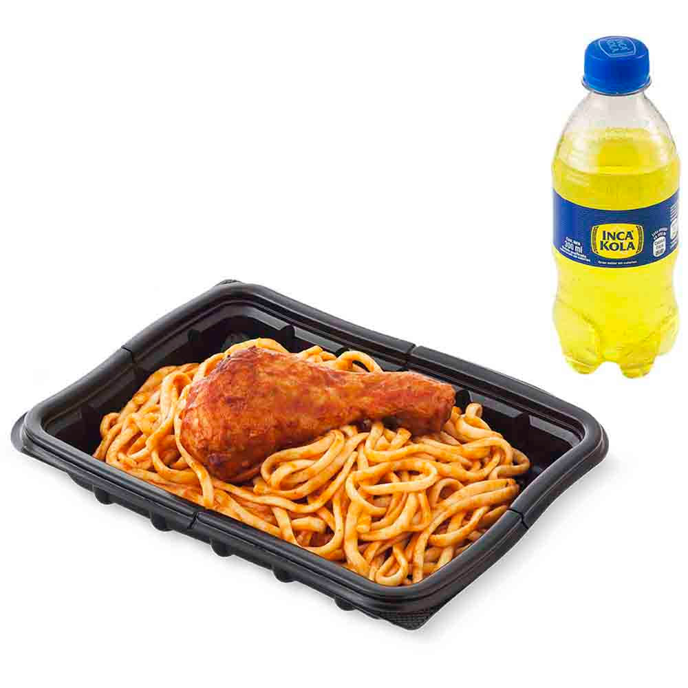 Tallarines Rojos con Pollo LA FLORENCIA Bandeja 450g Tallarines Rojos + Inka Cola Regular 300ml