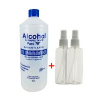 Alcohol Desinfectante 70° + 2 Envases Porta Alcohol Spray 75 ml