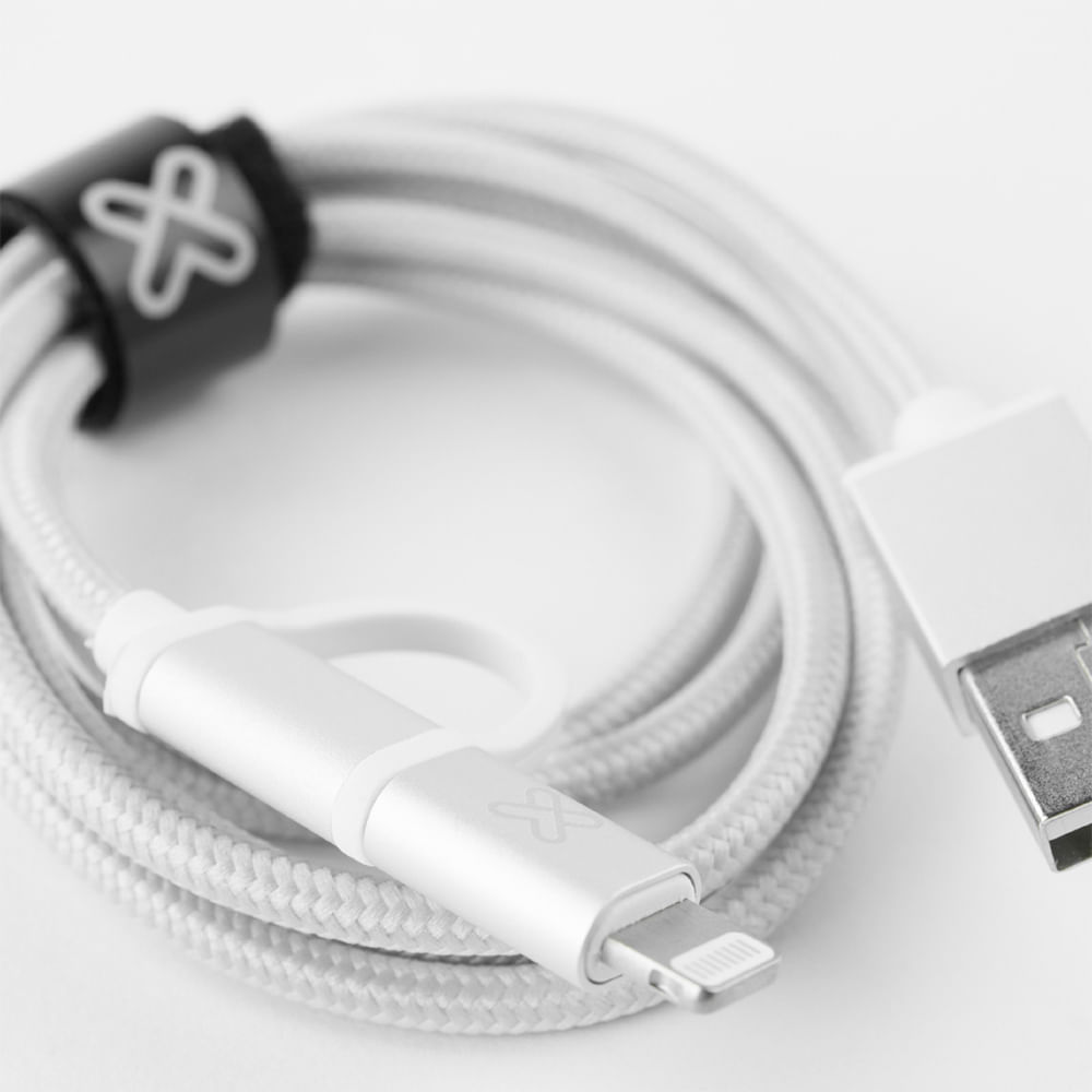 Cable 2 En 1 Klip Xtreme KAC 210SV Con Conector Lightning Silver