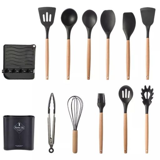 Set de Cucharones Utensilios de Silicona para Cocina Rojo 12PCS 528U -  Promart