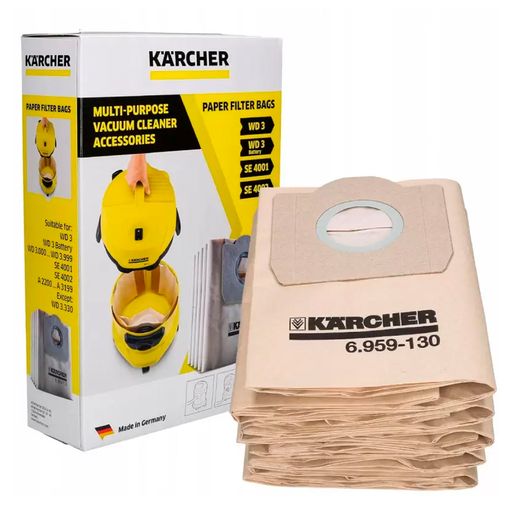 Bolsa de filtro para aspiradora Wd3 y Se4001 5 unid Karcher