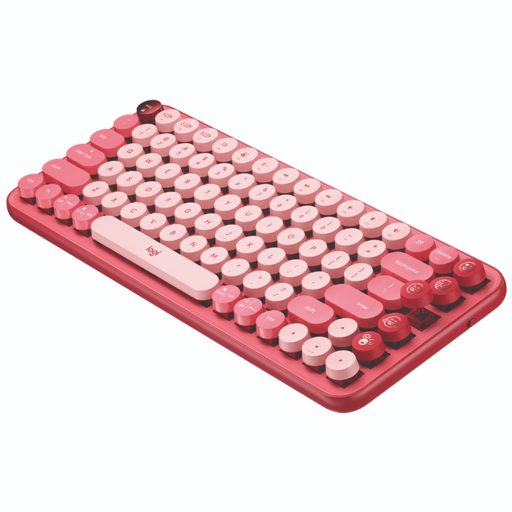 Teclado Logitech Pop Keys Bluetooth Coral Rosado