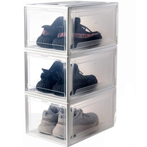Cajas de almacenamiento de zapatos transparentes apilables, 9 paquetes de  organizadores de zapatos para armario, caja de tenis, ajuste fuerte y