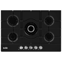 Cocina Empotrable a Gas SOLE 5 Quemadores  Vidrio templado
