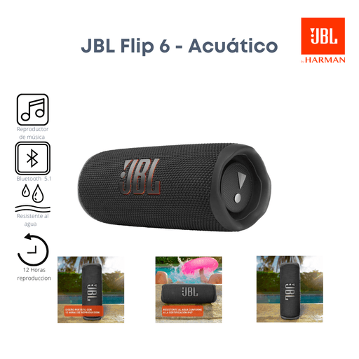 JBL Flip 6 Altavoz Bluetooth Resistente al Agua IP67 Blanco