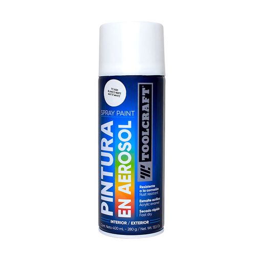 Pintura en aerosol 400ml blanco mate TC1650 Toolcraft | plazaVea -  Supermercado