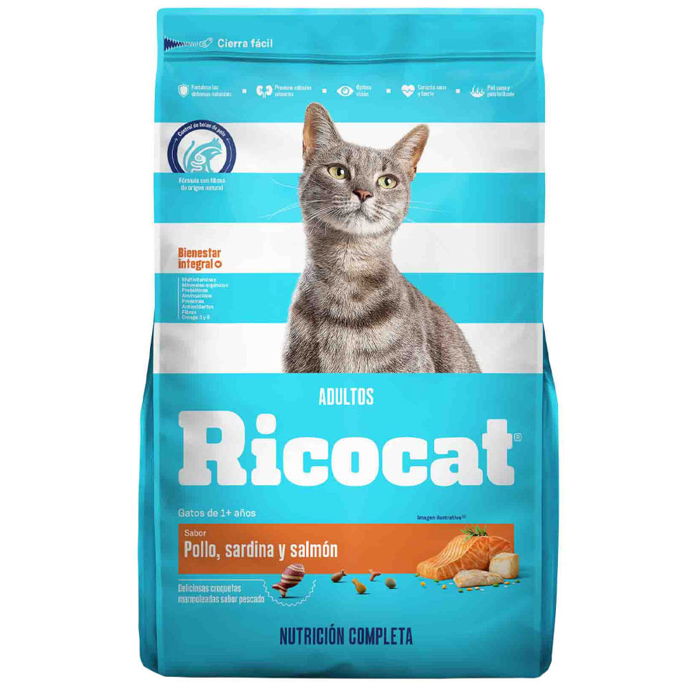 Alimento Seco para Gatos Ricocat Pollo, Sardina y Salmón 3kg