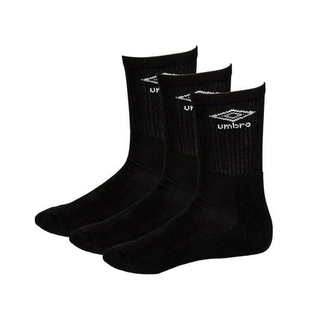 3 pares de Cuello Redondo para Hombre Umbro tres Pack Alta Calcetines De Deportes Blanco Negro Informal Calcetines