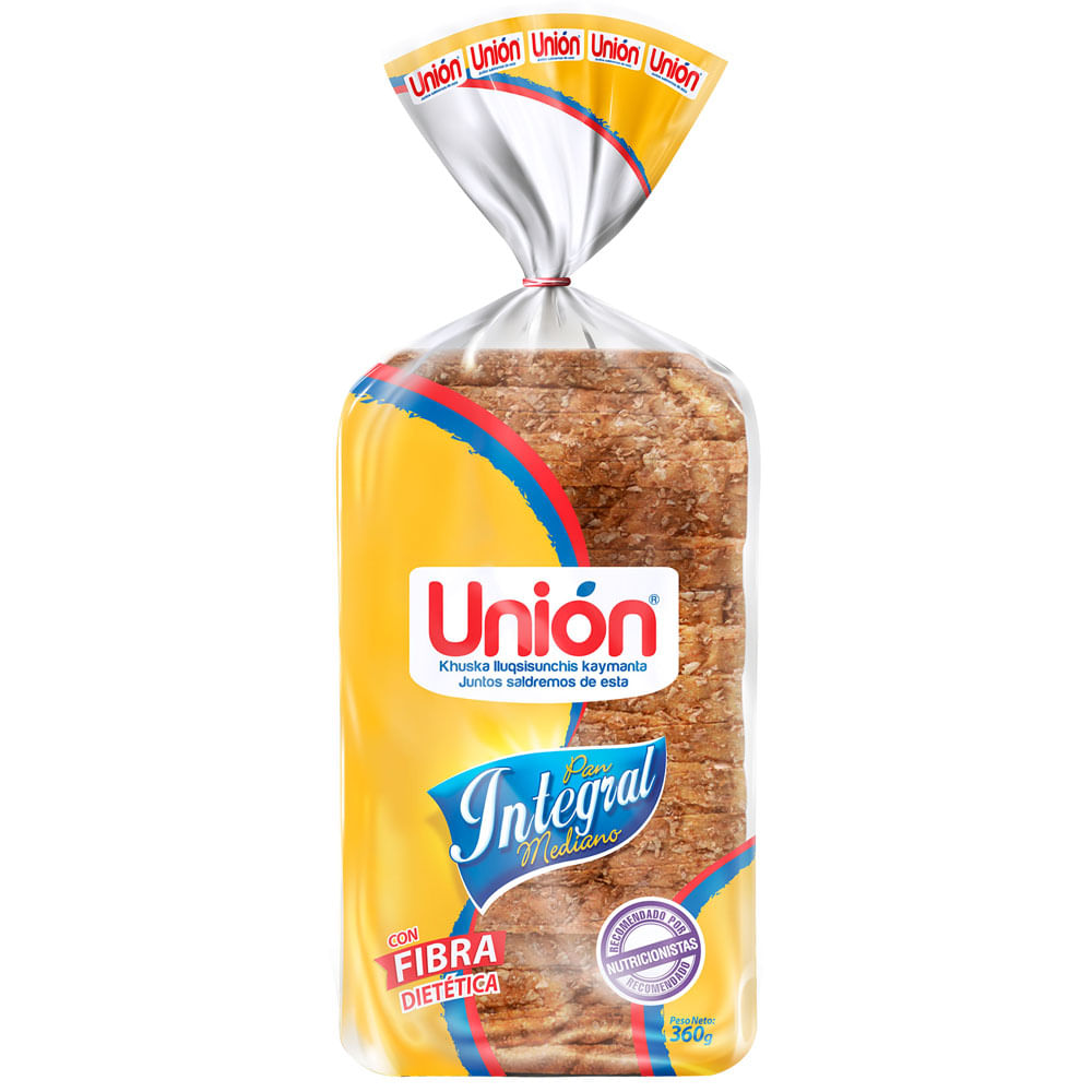 Pan de Molde Integral UNIÓN Mediano Bolsa 360g