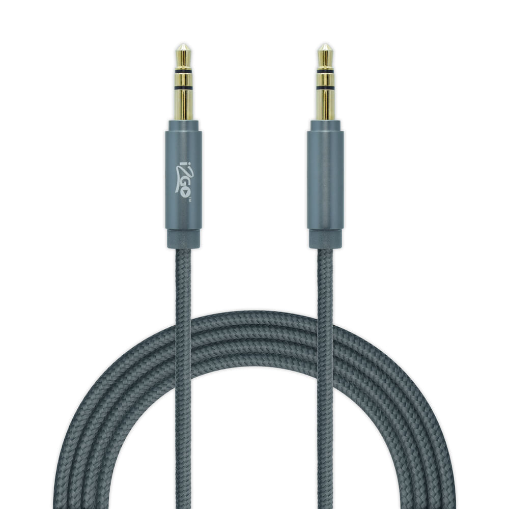 Cable Auxiliar Nylon Trenzado de 1.5 Mt Gris i2Go Pro