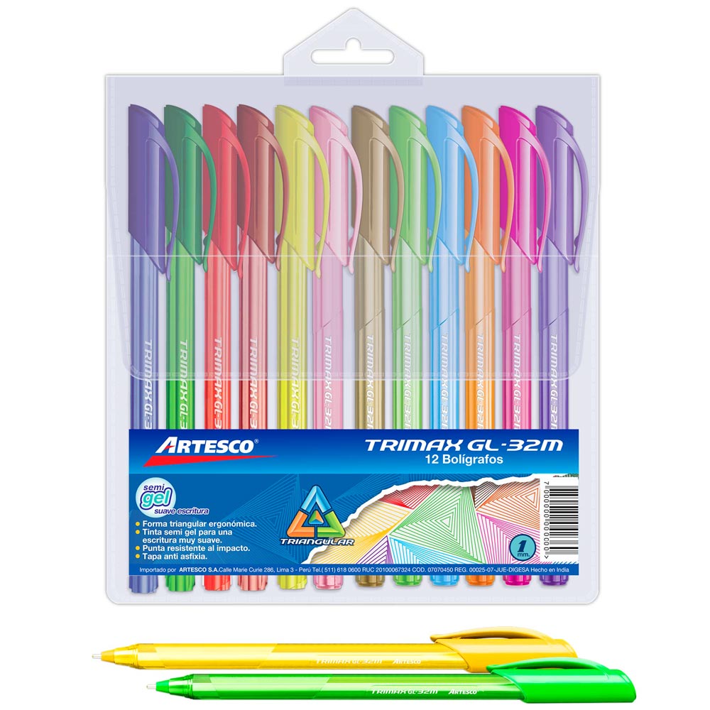 Lapiceros ARTESCO Trimax Gl-32m Blíster 12un