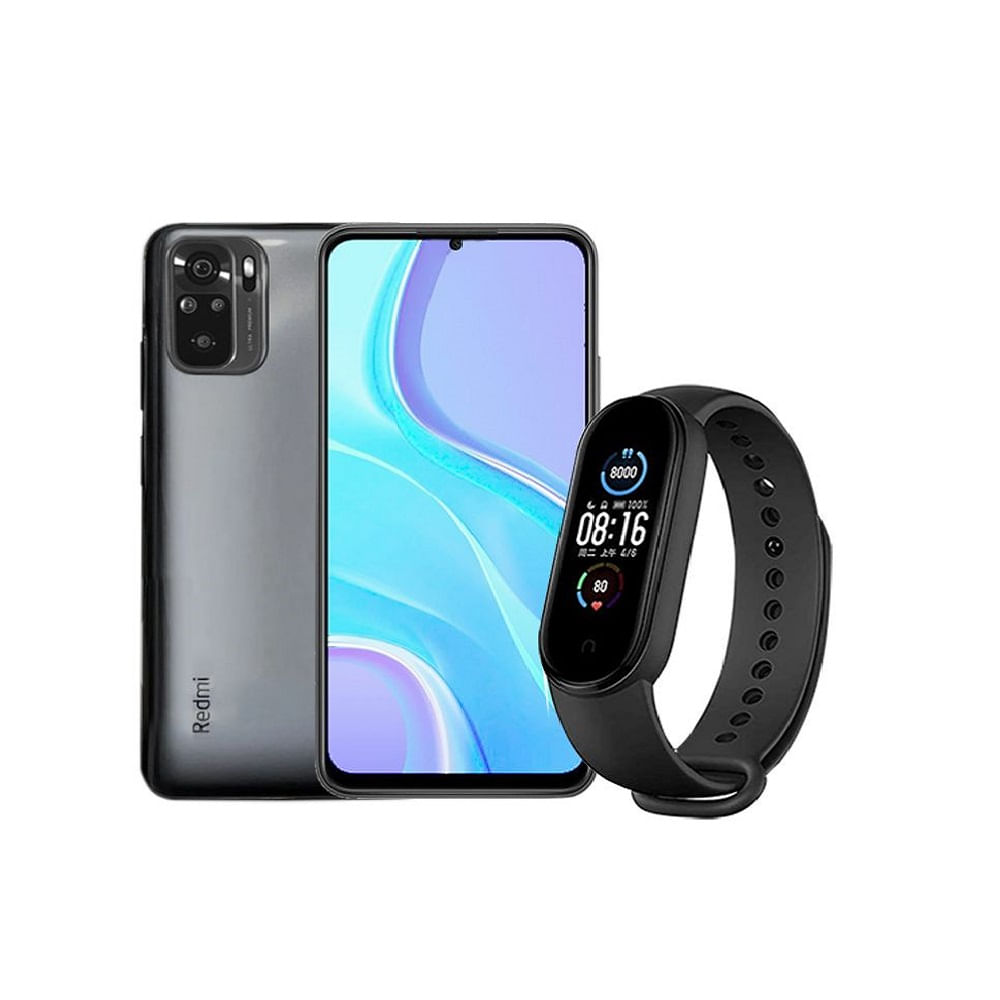 Combo Celular Xiaomi Redmi Note 10 4gb 128gb Gris Mi Smart Band 5 Pulsera Inteligente 8624