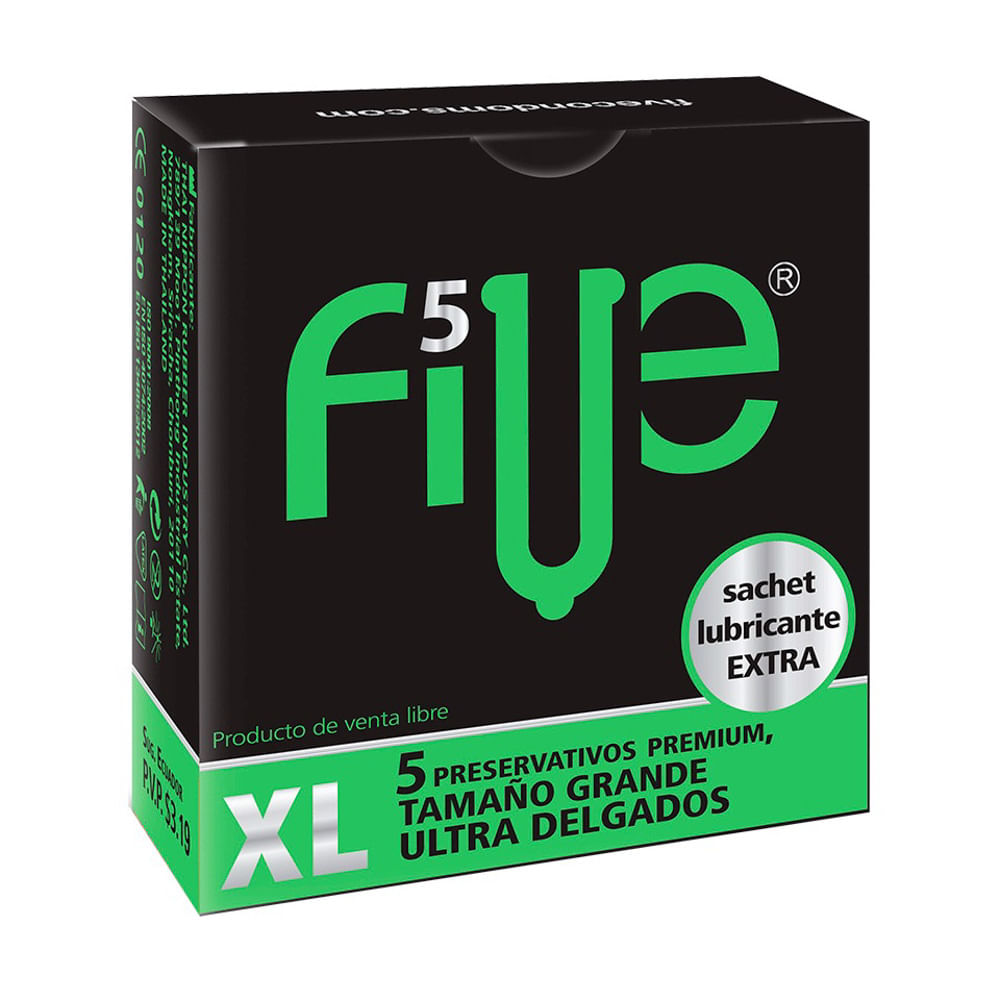 Preservativos Five XL Extra Lubricante - Caja 5 UN