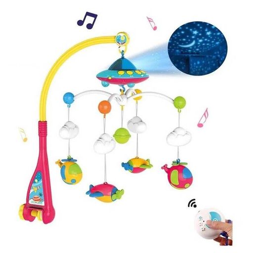 Móvil de bebé para cuna con juguetes de cuna, música y luces para paquete y  paly cuna carrusel musical móvil móvil para niñas y niños, móvil portátil