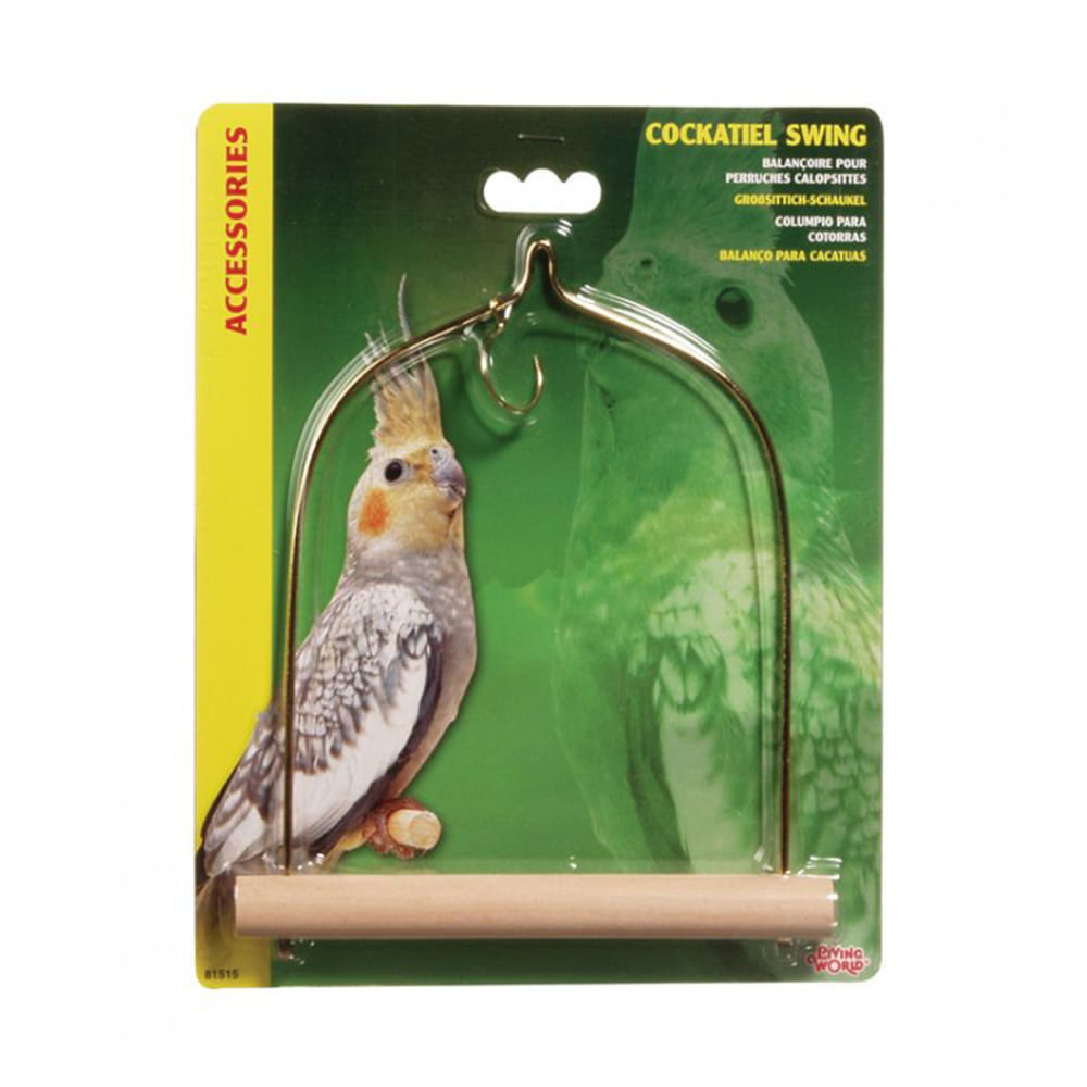 Columpio Mediano para Cockatiel o Similares, Percha de Madera
