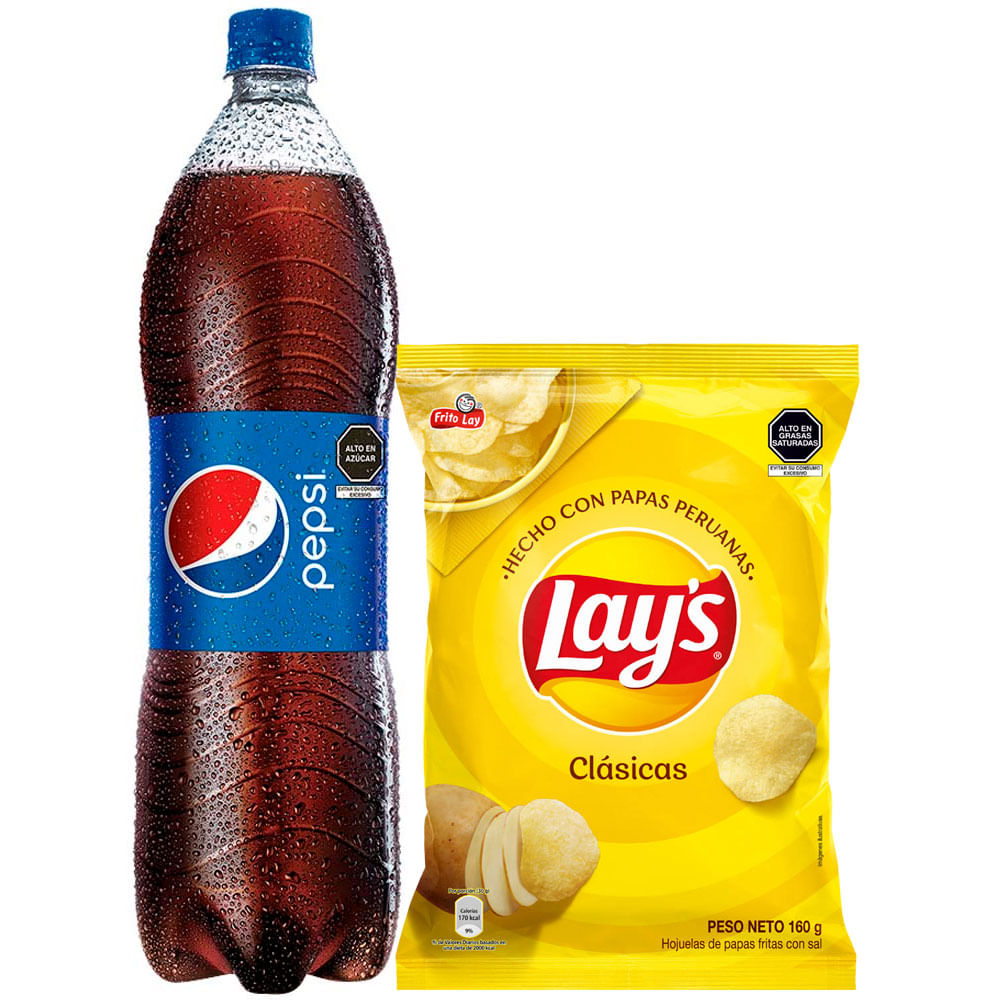 Pack Gaseosa PEPSI Botella 1 5L Snack Papas Fritas LAY S Cl sicas 