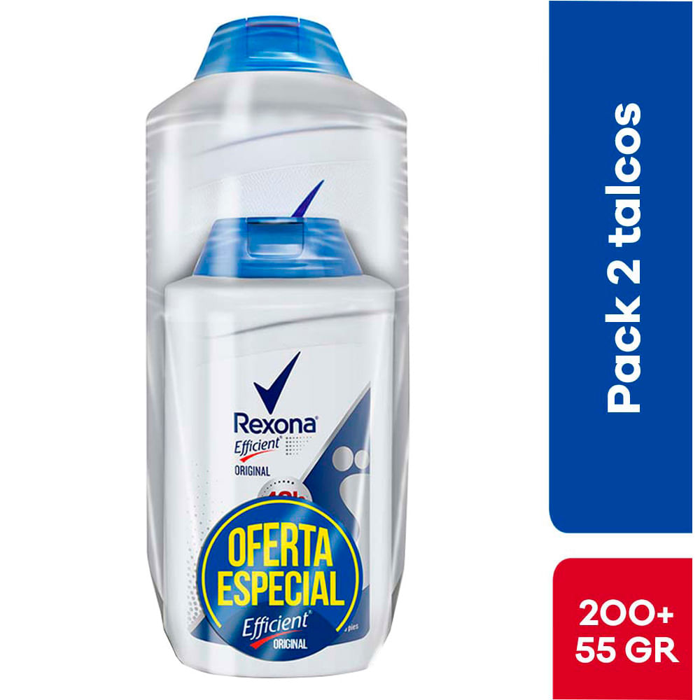 Talco para Pies REXONA Efficient Fraco 200g + Frasco 60g