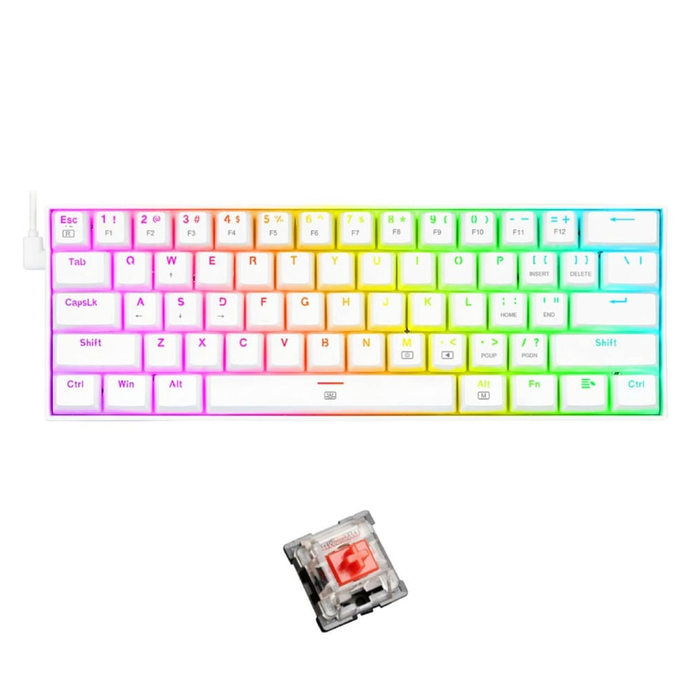 Teclado Mecánico Redragon K630WRGB DRAGONBORN White Switch red