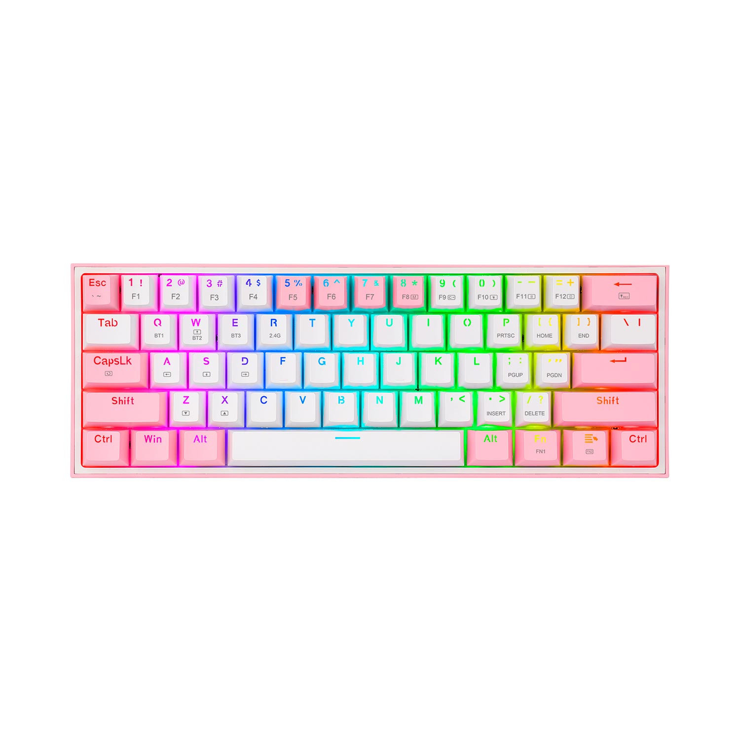 Teclado Gamer Redragon Fizz Pro Wireless English K616 Rgb Wp White Pink
