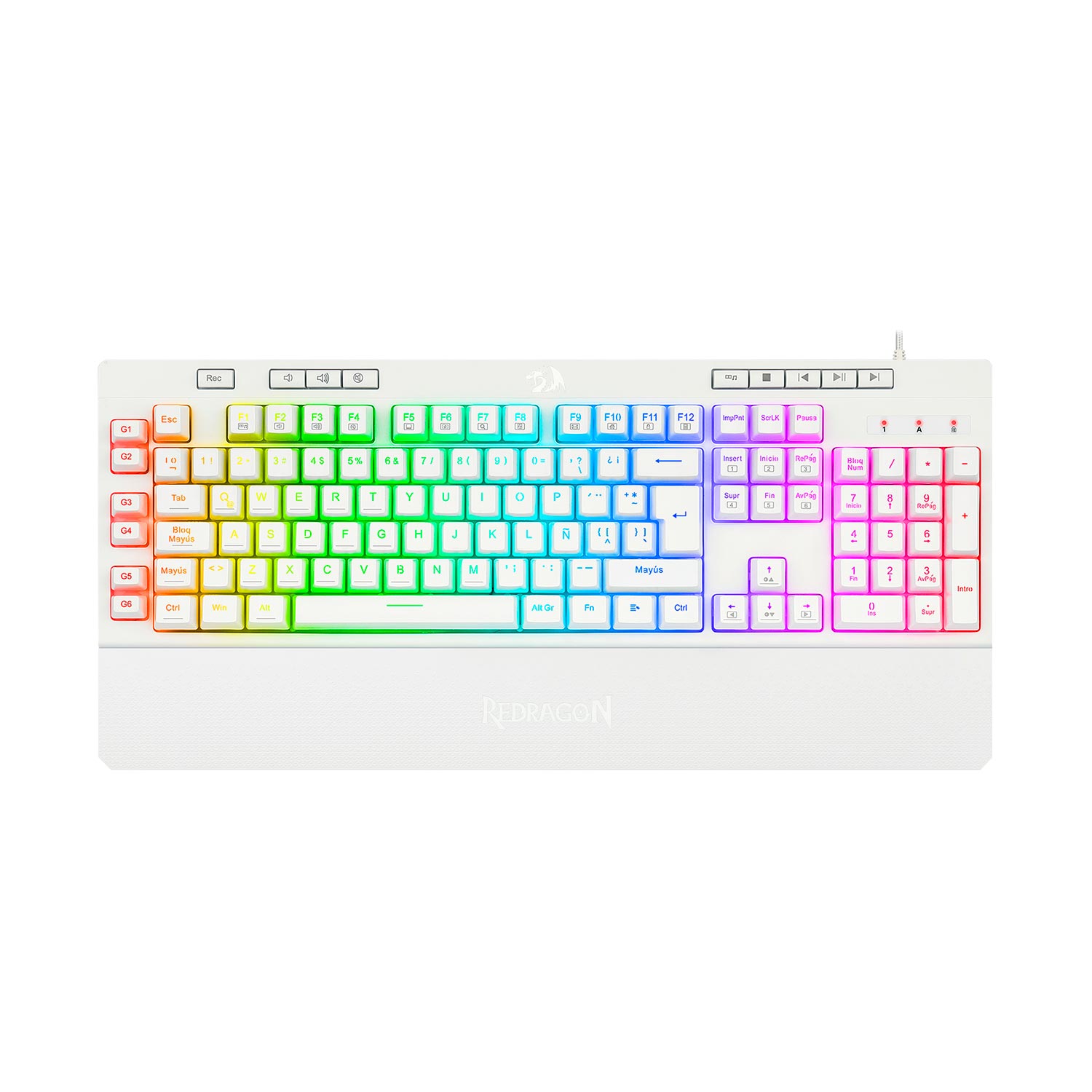 Teclado Gamer Redragon Shiva Spanish K512W Rgb White