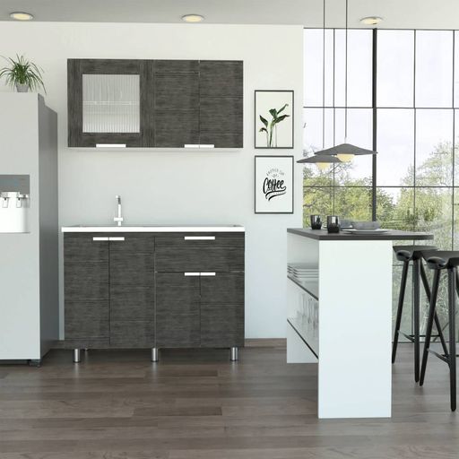 Mueble Microondas Fendi - Roble Gris/Blanco