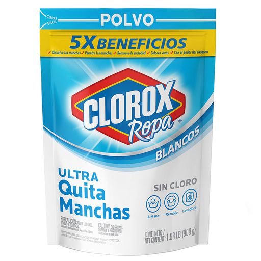 Quitamanchas CLOROX Ropa Blanca 5 Beneficios Empaque 900g | plazaVea -  Supermercado