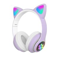 Audífono Auricular Gamer Gato Bluetooth Morado