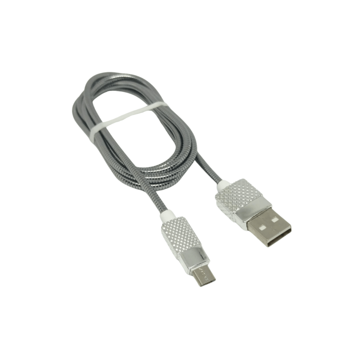 Cable Metalico Microusb 1mt, Resistente - Carga Rápida 3.4a Plateado