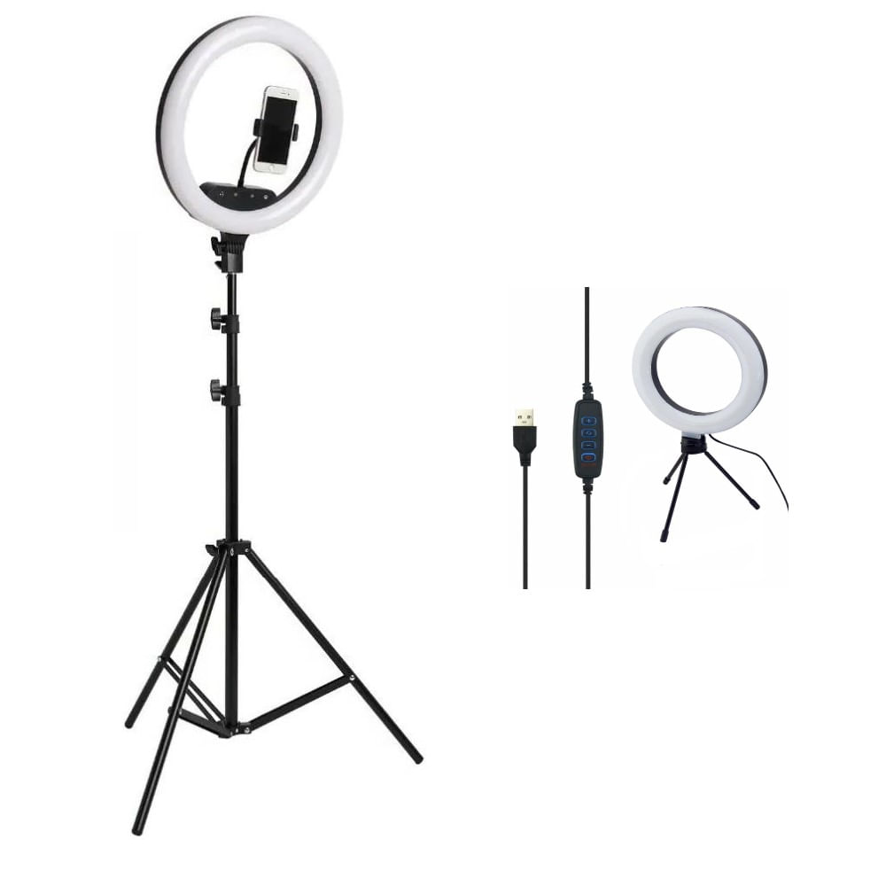 Aro Led de 26 cm + Tripode 2.1 metros + Aro de 16 cm