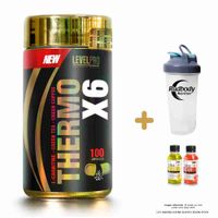 Quemador de Grasa Level Pro Thermo X6 Frasco De 100 Caps + Shaker