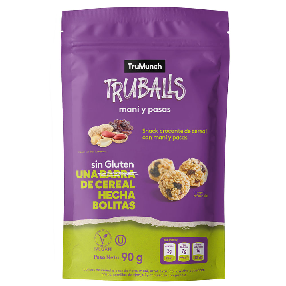 Bolitas de Cereal TRUBALLS Maní y Pasas Doypack 90g | plazaVea ...