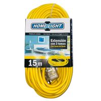 Extensión de 15 Metros x 3 Tomas Home Light - Amarillo