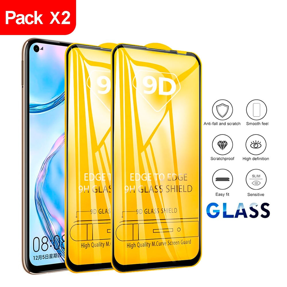 Combo Pack X2 Mica de Vidrio 9D para Huawei Y8p Protector de Pantalla Cuida la Pantalla del Celular