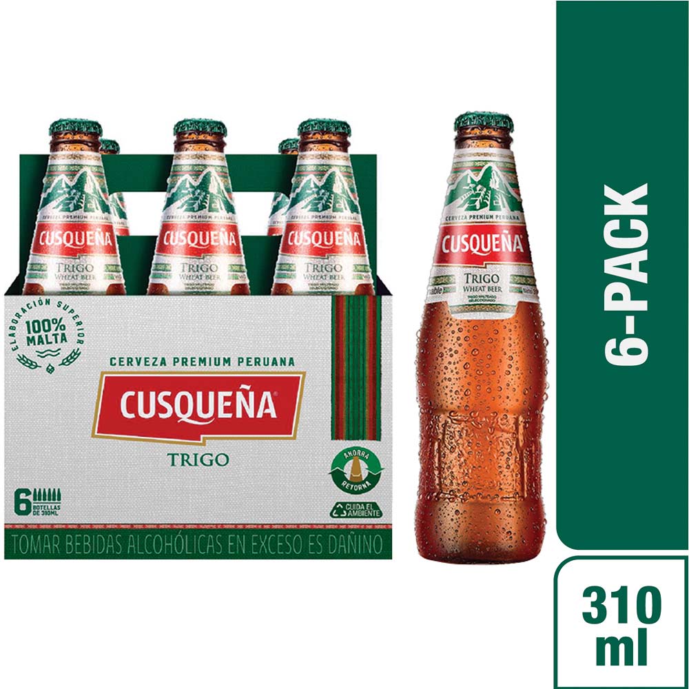 Cerveza CUSQUEÑA Trigo Botella 310ml Paquete 6un | plazaVea - Supermercado