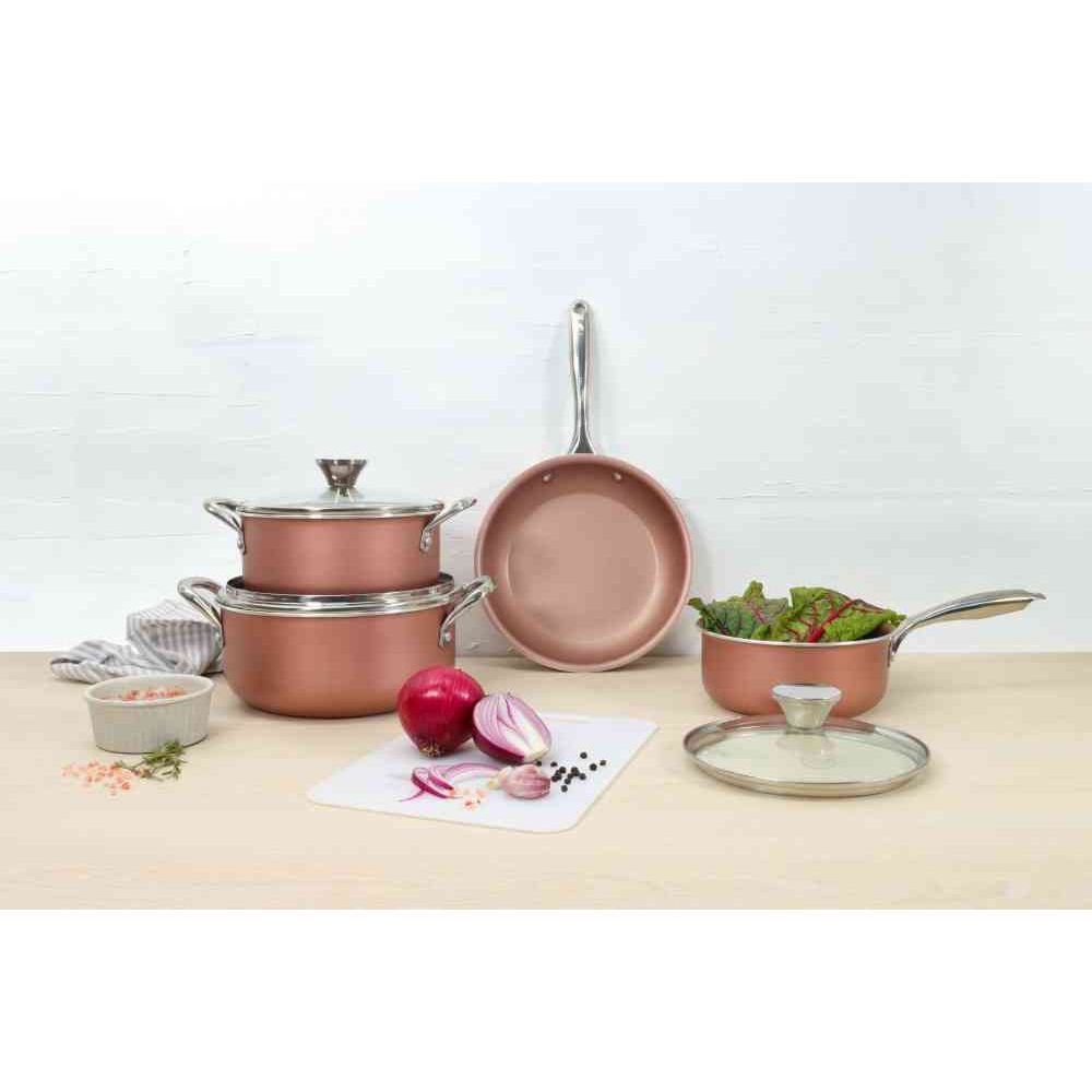 Juego de Ollas Antiadherente 7 Piezas Silver Rose Gold | plazaVea ...