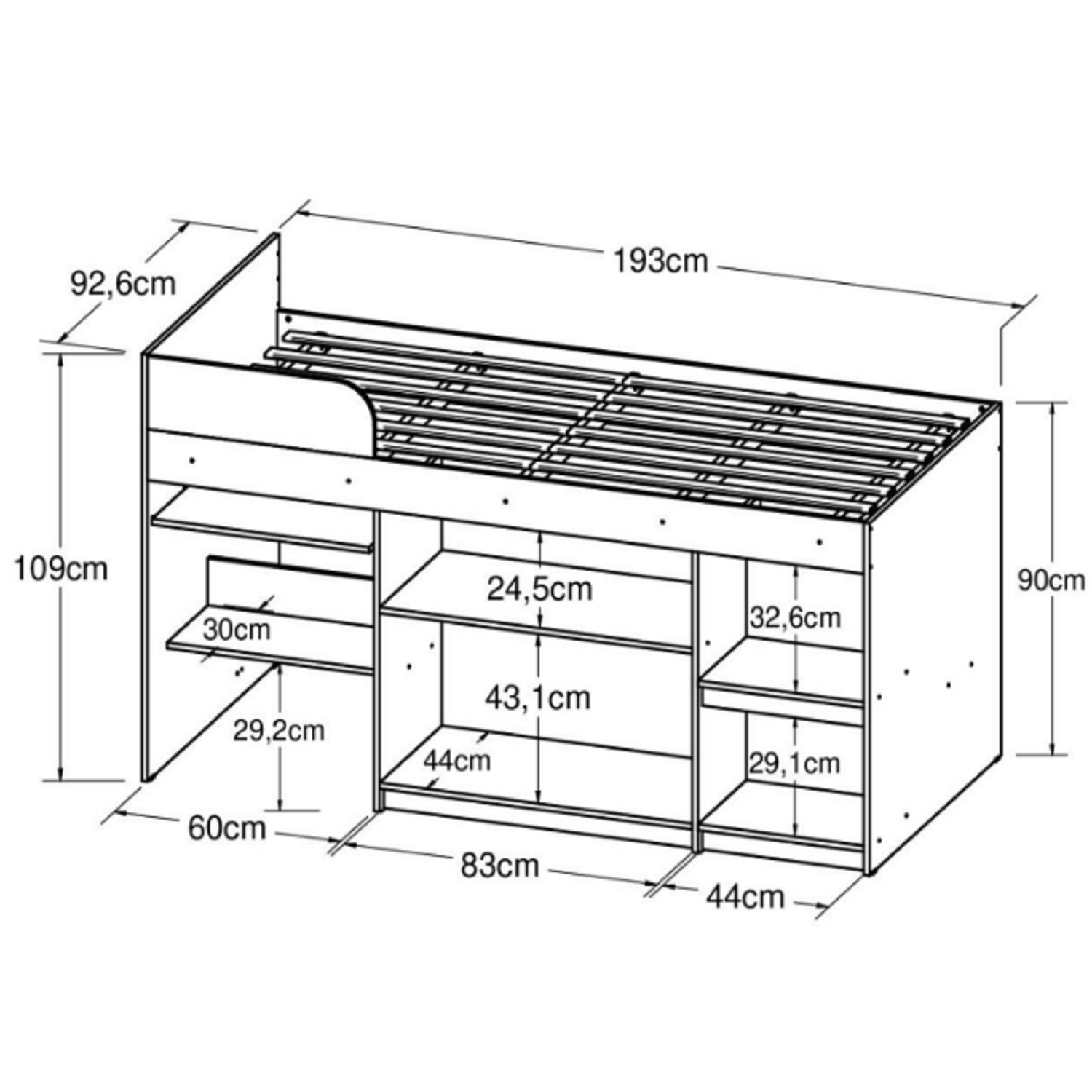 Camarote Multifuncional 1 Plaza / 1.5 Plazas DMuebles Barcelona