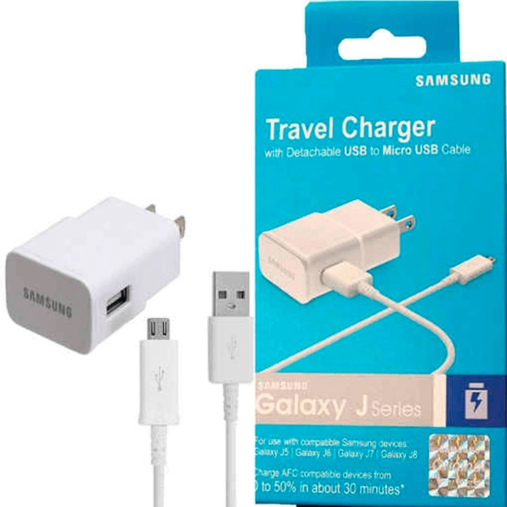 Cargador + Cable para Samsung J3, j5, j7 1.55A Blanco