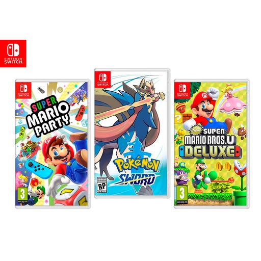 Juegos de Nintendo Switch: Super Mario Party + Pokemon Sword + New Super  Mario Bross