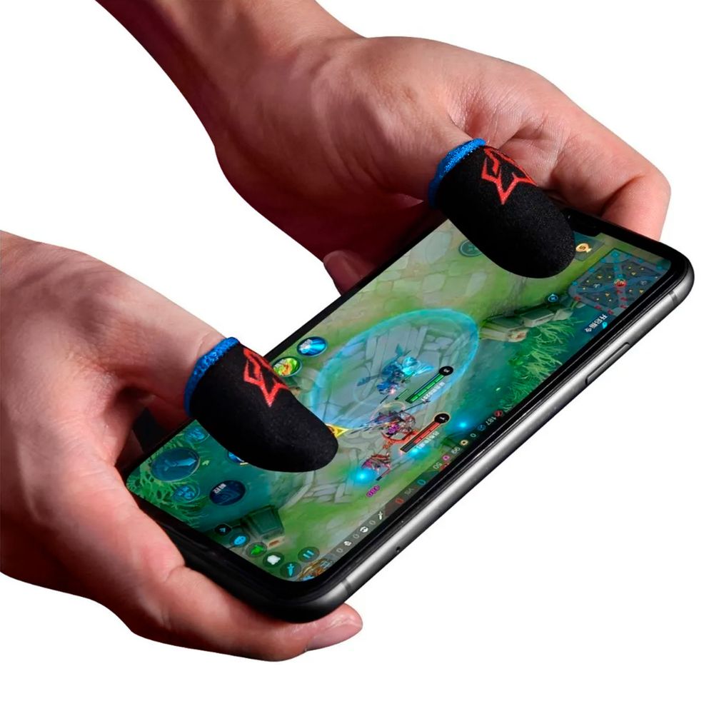 Dedales Mangas Guantes Grips Antisudor Dedos Gamer Negro/Azul